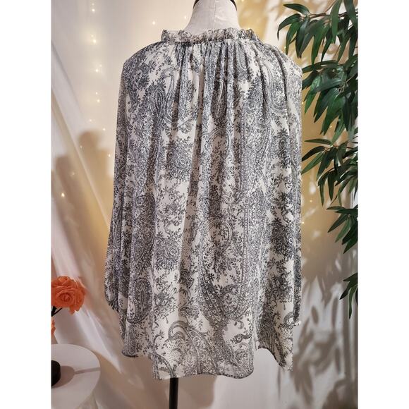 Talbots Paisley Tie Keyhole Neck Peasant Blouse Womens Plus Size 2X Cottage Top - Picture 3 of 8